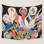 Lions and Tigers Dark Floral Still Life Painting Wall Tapestry Gallery Image 4