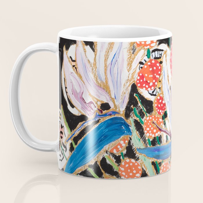Lions and Tigers Dark Floral Still Life Painting Coffee Mug Gallery Image 3