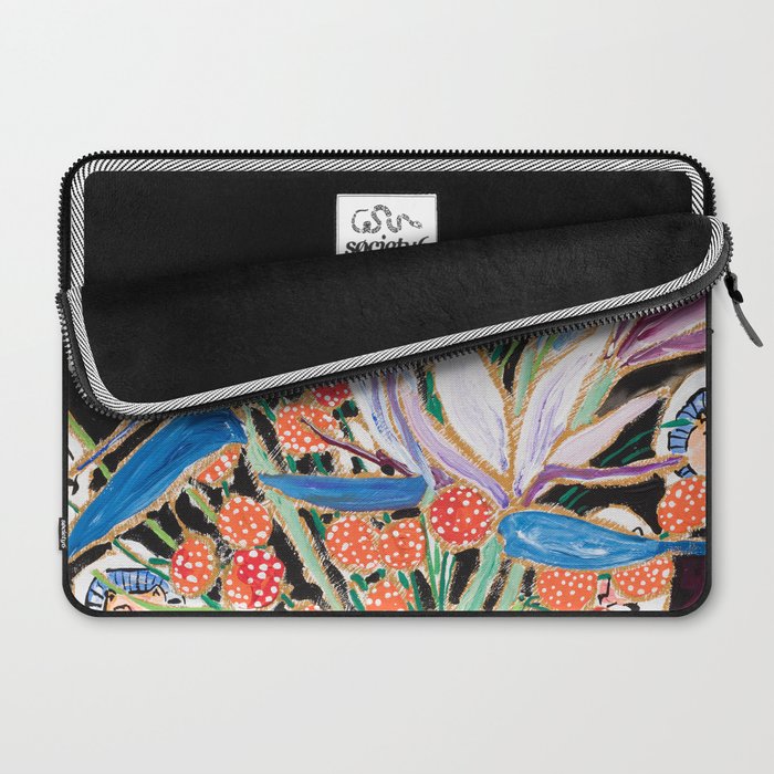 Lions and Tigers Dark Floral Still Life Painting Laptop Sleeve Gallery Image 2