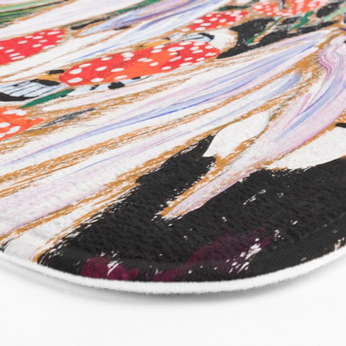 Lions and Tigers Dark Floral Still Life Painting Bath Mat Gallery Image 3