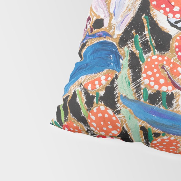 Lions and Tigers Dark Floral Still Life Painting Pillow Sham Gallery Image 4