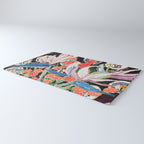 Lions and Tigers Dark Floral Still Life Painting Rug Gallery Image 3