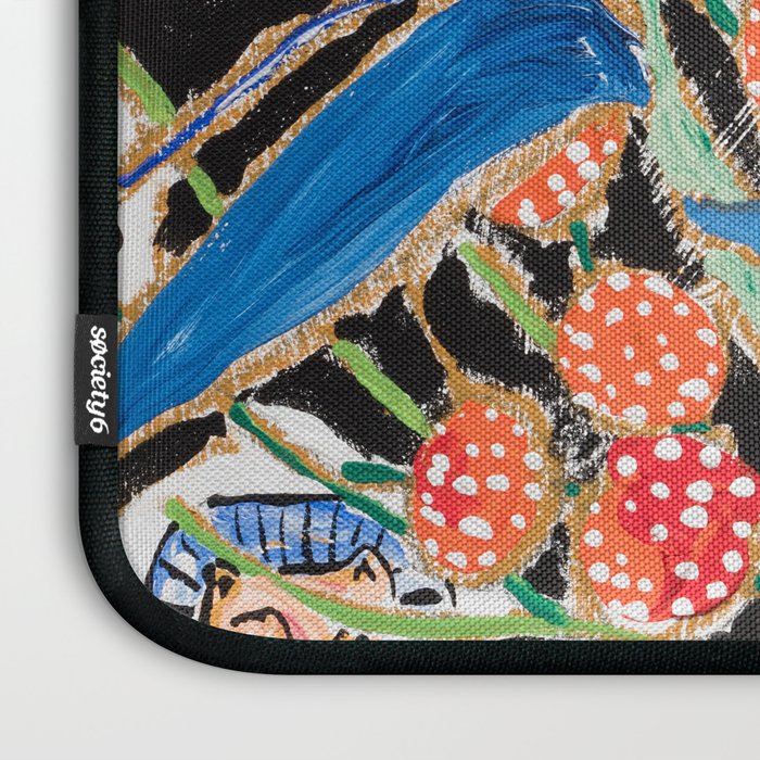 Lions and Tigers Dark Floral Still Life Painting Laptop Sleeve Gallery Image 3
