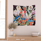 Lions and Tigers Dark Floral Still Life Painting Wall Tapestry Gallery Image 2
