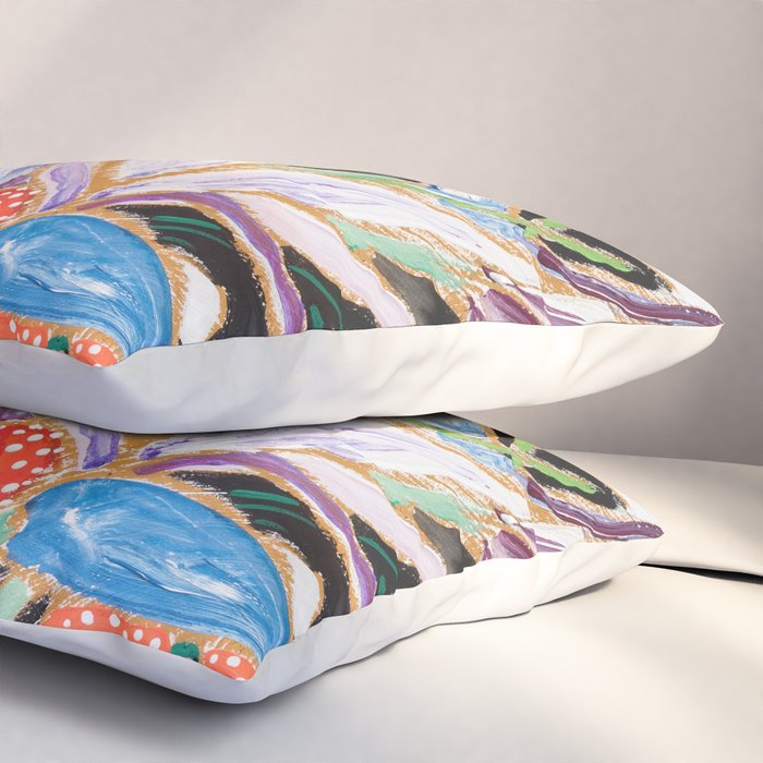 Lions and Tigers Dark Floral Still Life Painting Pillow Sham Gallery Image 3