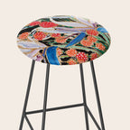 Lions and Tigers Dark Floral Still Life Painting Stool Gallery Image 2