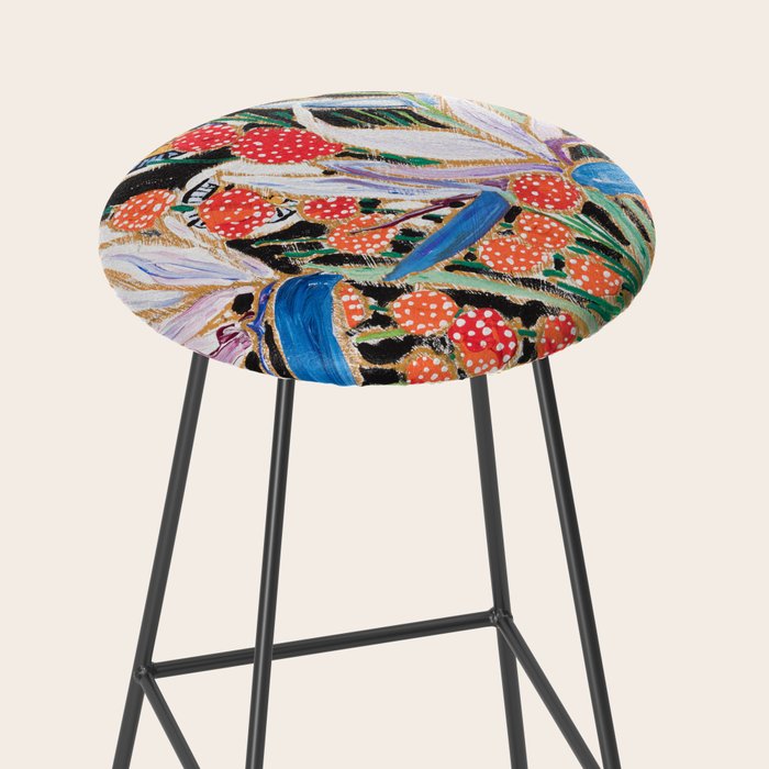 Lions and Tigers Dark Floral Still Life Painting Stool Gallery Image 2