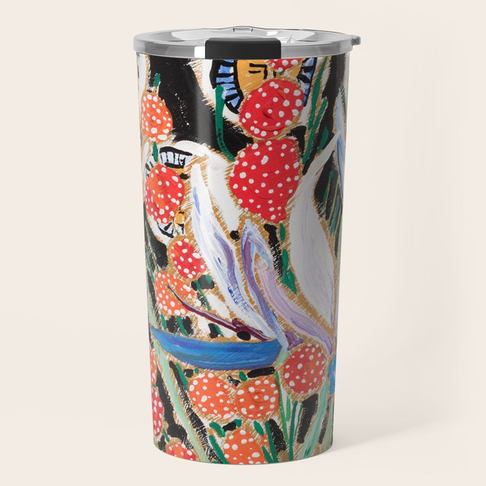 Lions and Tigers Dark Floral Still Life Painting Travel Mug Gallery Image 1