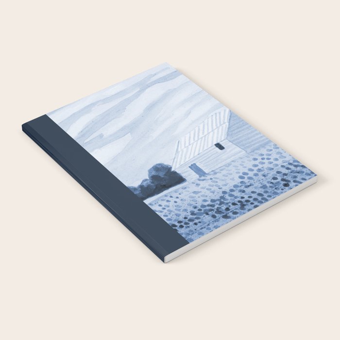 Rustic Country Barn Painting in Navy Blue Notebook Gallery Image 1