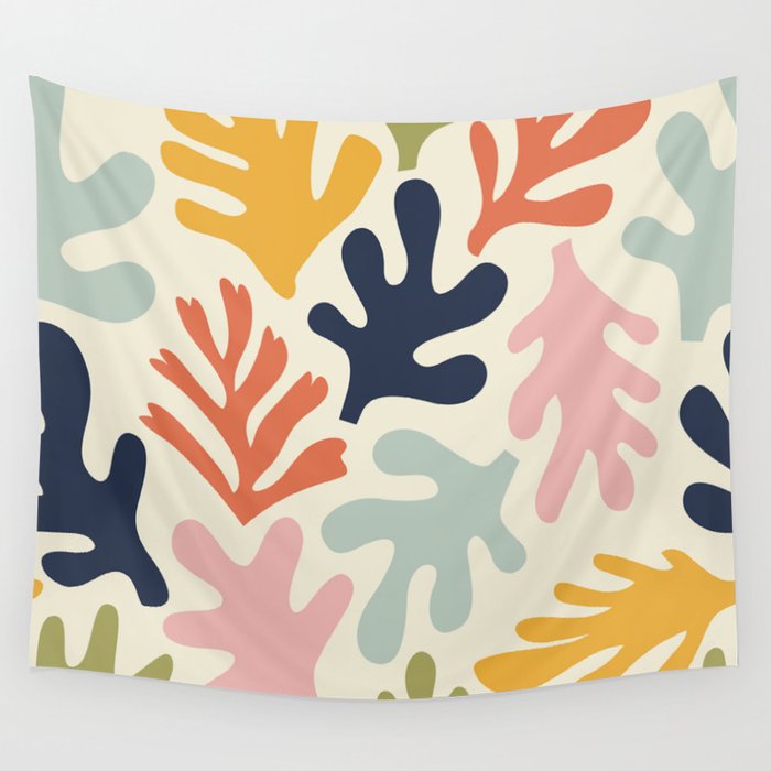 Henri Matisse Colorful Tropical Cut Outs Pattern  Wall Tapestry Gallery Image 1