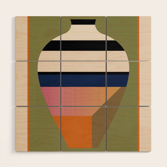 Geometric Abstract Vase 3 Wood Wall Art Gallery Image 1