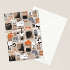 Purfect feline architecture // beige background cute cats in cardboard boxes Stationery Card Gallery Image 2
