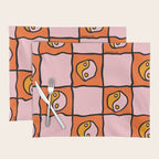 Orange Ying yang Checkered Print Placemat Gallery Image 1