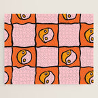 Orange Ying yang Checkered Print Jigsaw Puzzle Gallery Image 1
