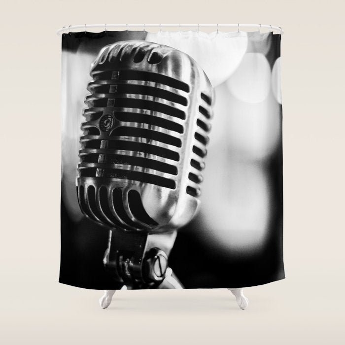 microphone music aesthetic close up elegant mood art photography  Shower Curtain Gallery Image 1