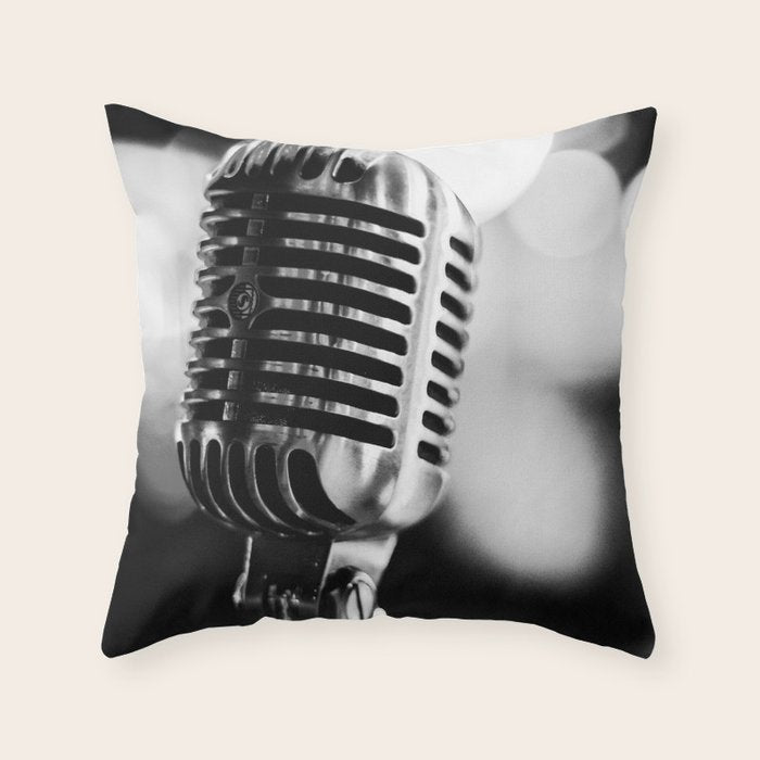 microphone music aesthetic close up elegant mood art photography  Throw Pillow Gallery Image 1
