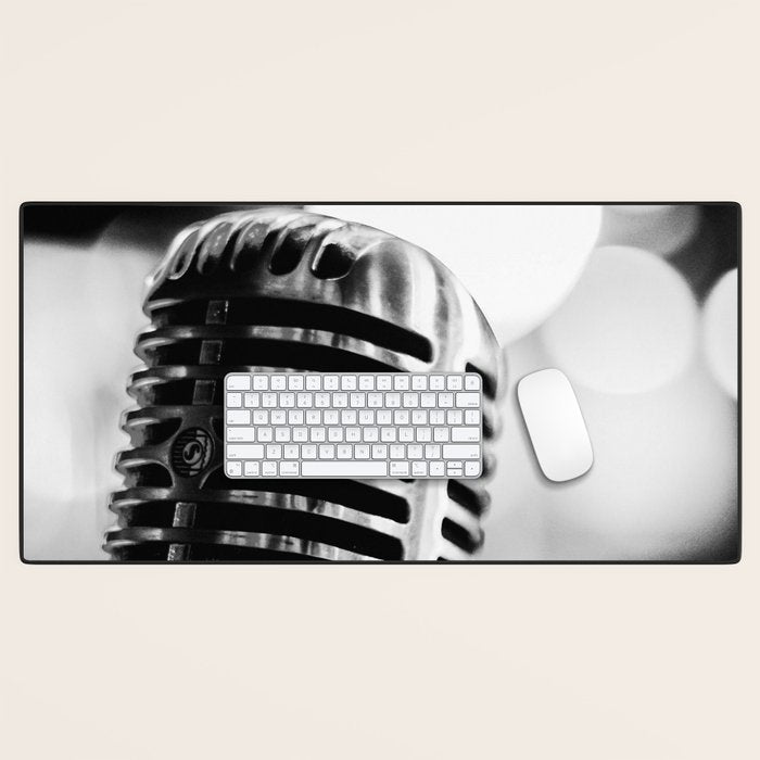 microphone music aesthetic close up elegant mood art photography  Desk Mat Gallery Image 1