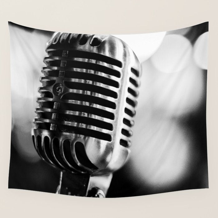 microphone music aesthetic close up elegant mood art photography  Wall Tapestry Gallery Image 4
