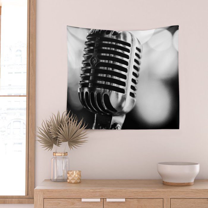 microphone music aesthetic close up elegant mood art photography  Wall Tapestry Gallery Image 2