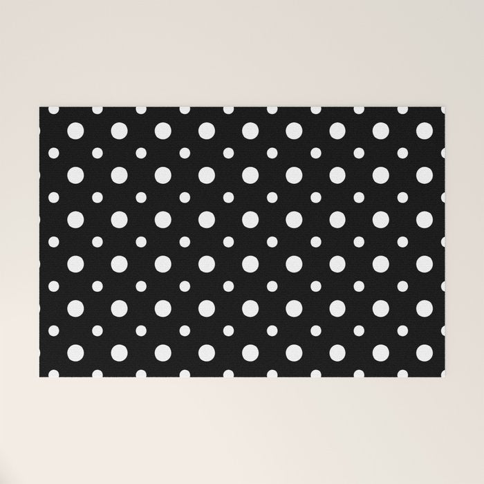 Polka-dot Black And White Welcome Mat Gallery Image 1