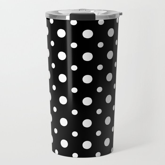 Polka-dot Black And White Travel Mug Gallery Image 1
