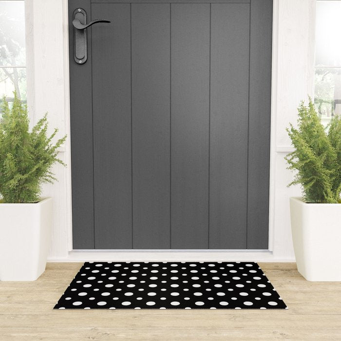 Polka-dot Black And White Welcome Mat Gallery Image 3