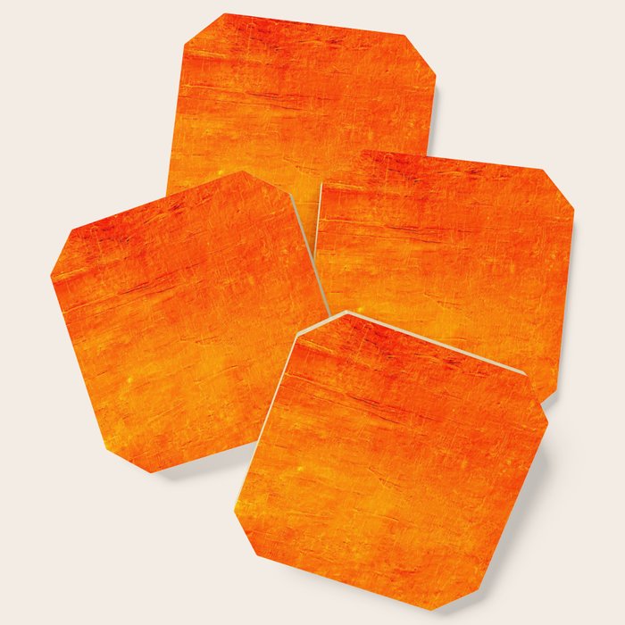 Orange Sunset Textured Acrylic Painting Coaster Gallery Image 1