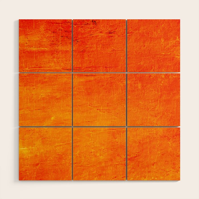 Orange Sunset Textured Acrylic Painting Wood Wall Art Gallery Image 1