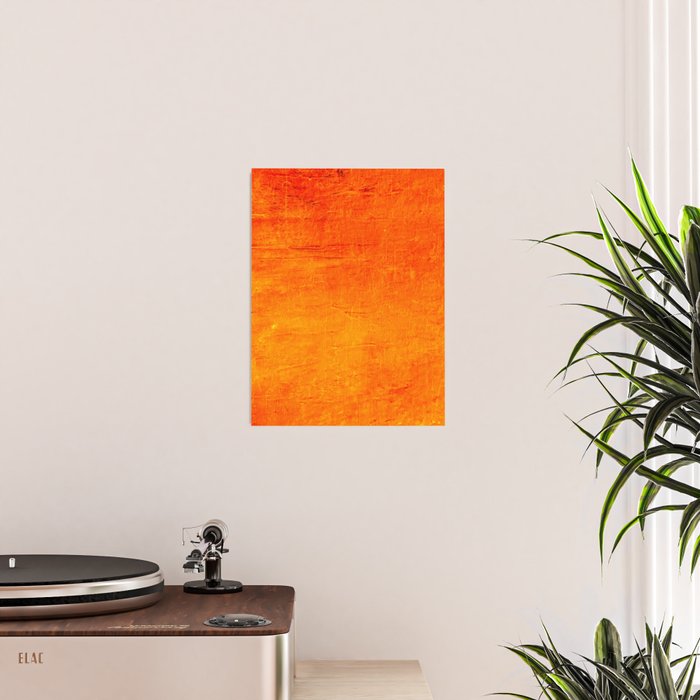 Orange Sunset Textured Acrylic Painting Poster Gallery Image 2