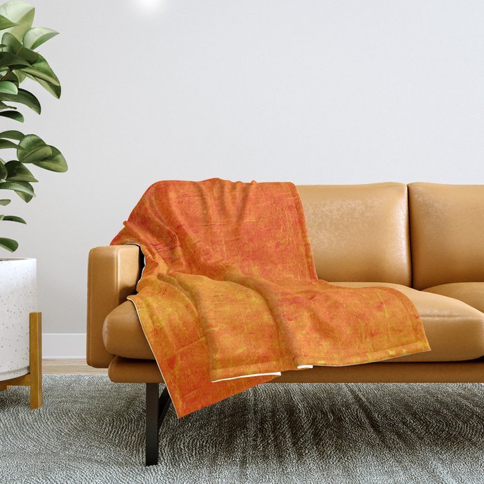 Orange Sunset Textured Acrylic Painting Throw Blanket Gallery Image 1