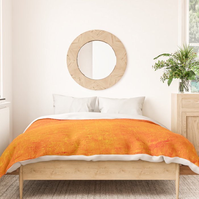 Orange Sunset Textured Acrylic Painting Duvet Cover Gallery Image 3