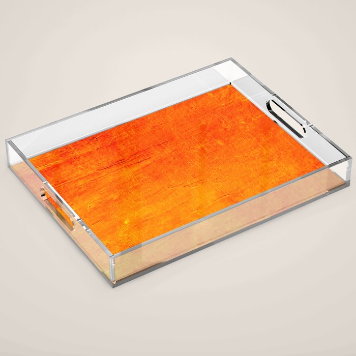 Orange Sunset Textured Acrylic Painting Acrylic Tray Gallery Image 1