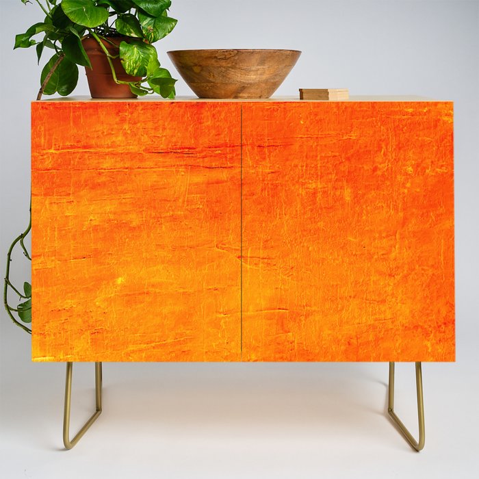 Orange Sunset Textured Acrylic Painting Credenza Gallery Image 1