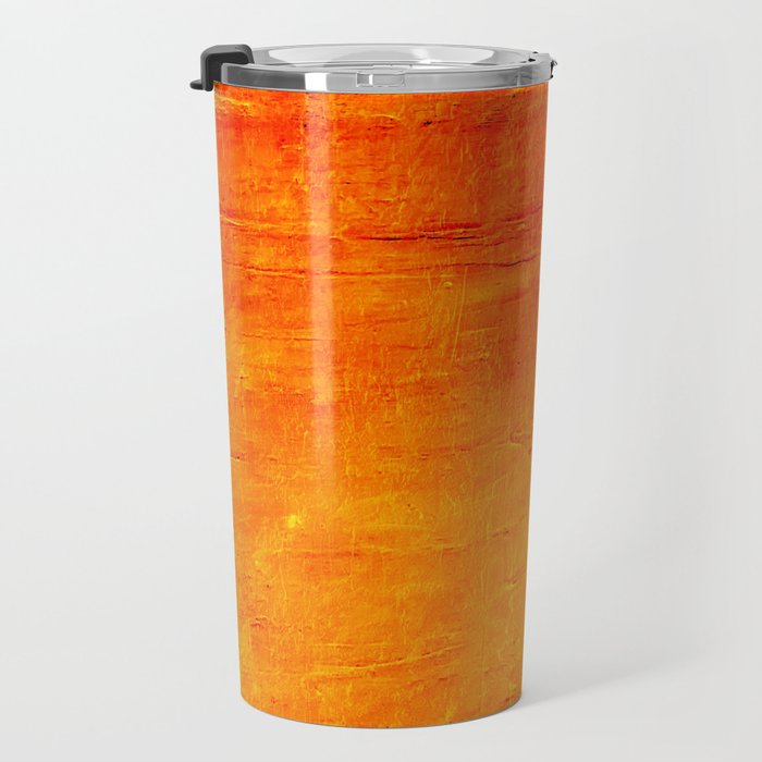 Orange Sunset Textured Acrylic Painting Travel Mug Gallery Image 3