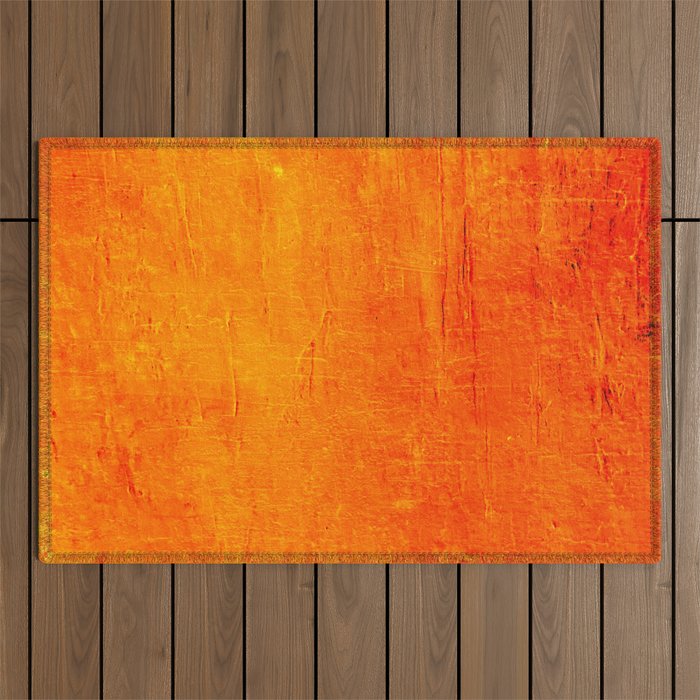 Orange Sunset Textured Acrylic Painting Outdoor Rug Gallery Image 1