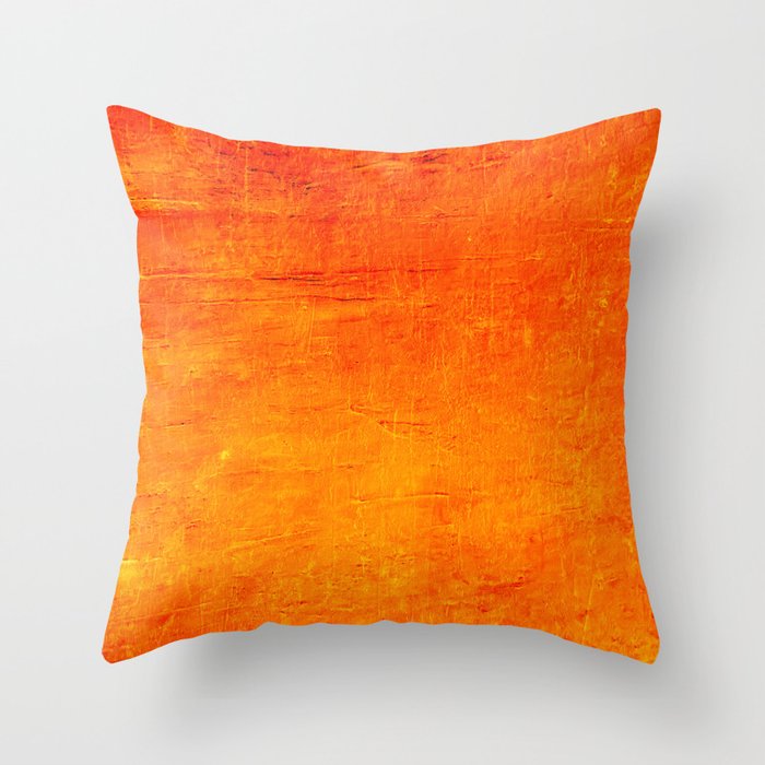 Orange Sunset Textured Acrylic Painting Throw Pillow Gallery Image 6