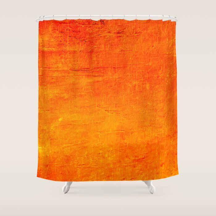 Orange Sunset Textured Acrylic Painting Shower Curtain Gallery Image 1
