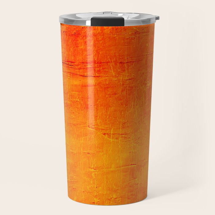 Orange Sunset Textured Acrylic Painting Travel Mug Gallery Image 1