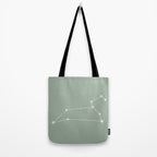 Leo Zodiac Star Constellation Line Art Soft Sage Tote Bag Gallery Image 2