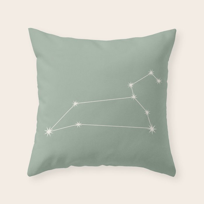 Leo Zodiac Star Constellation Line Art Soft Sage Throw Pillow Gallery Image 6