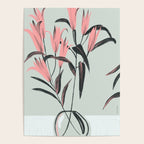 naive illustration of pink lily flower in a vase Poster Gallery Image 4
