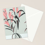 naive illustration of pink lily flower in a vase Stationery Card Gallery Image 2
