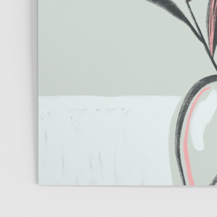naive illustration of pink lily flower in a vase Poster Gallery Image 3