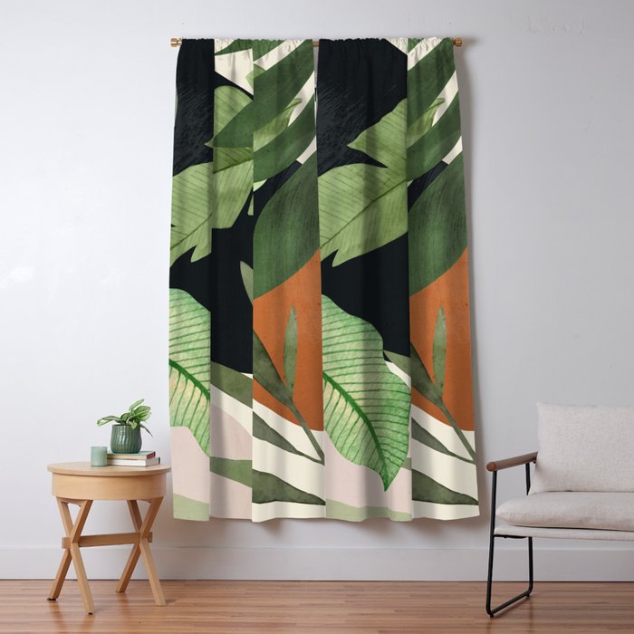 Abstract Art Tropical Leaves 38 Window Curtain Gallery Image 5