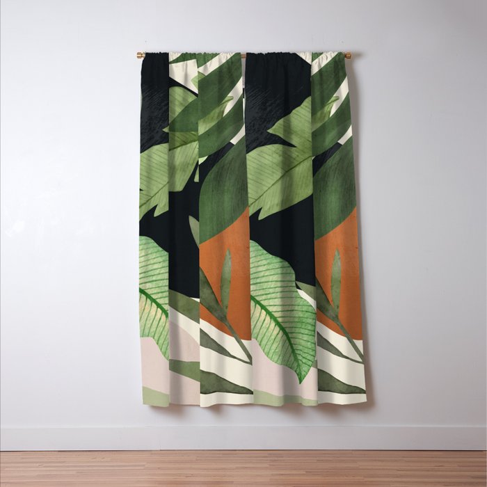 Abstract Art Tropical Leaves 38 Window Curtain Gallery Image 3