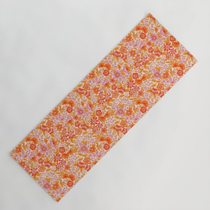 Posey - orange and pink Yoga Mat Gallery Image 1
