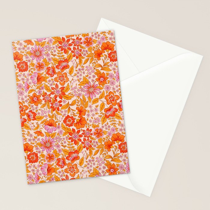 Posey - orange and pink Stationery Card Gallery Image 2