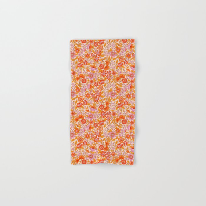 Posey - orange and pink Bath Towel Gallery Image 1
