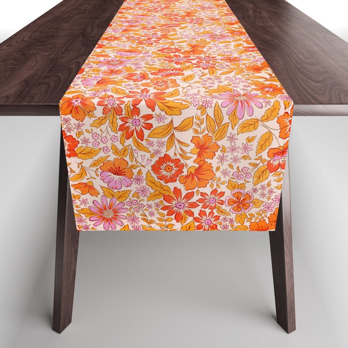 Posey - orange and pink Table Runner Gallery Image 1