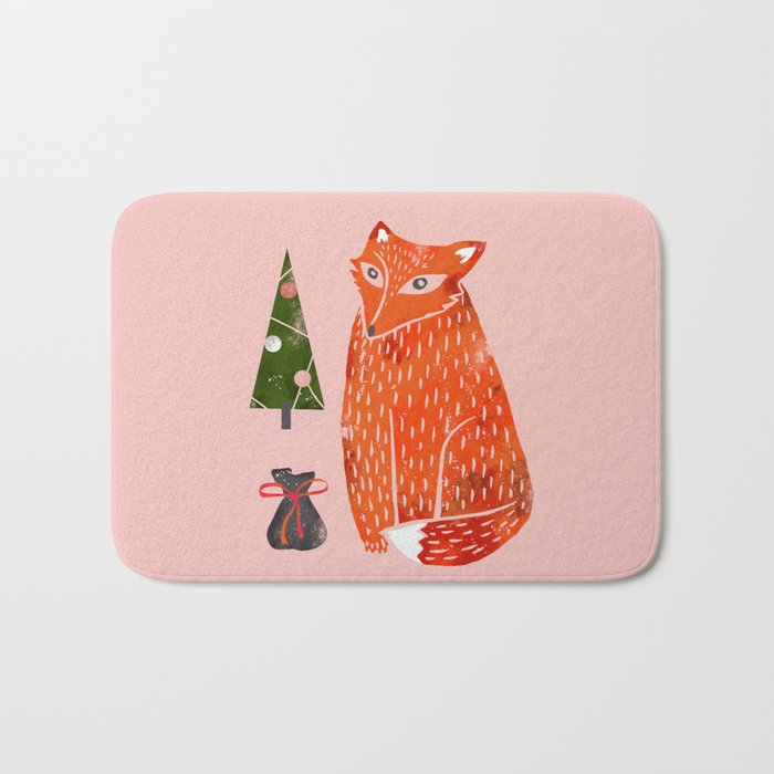 Christmas fox - illustration Bath Mat Gallery Image 1